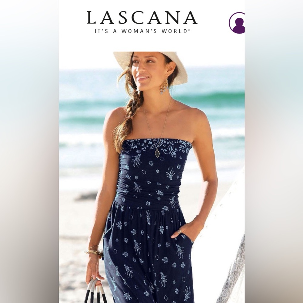 Lascana Navy Blue Strapless Maxi Dress